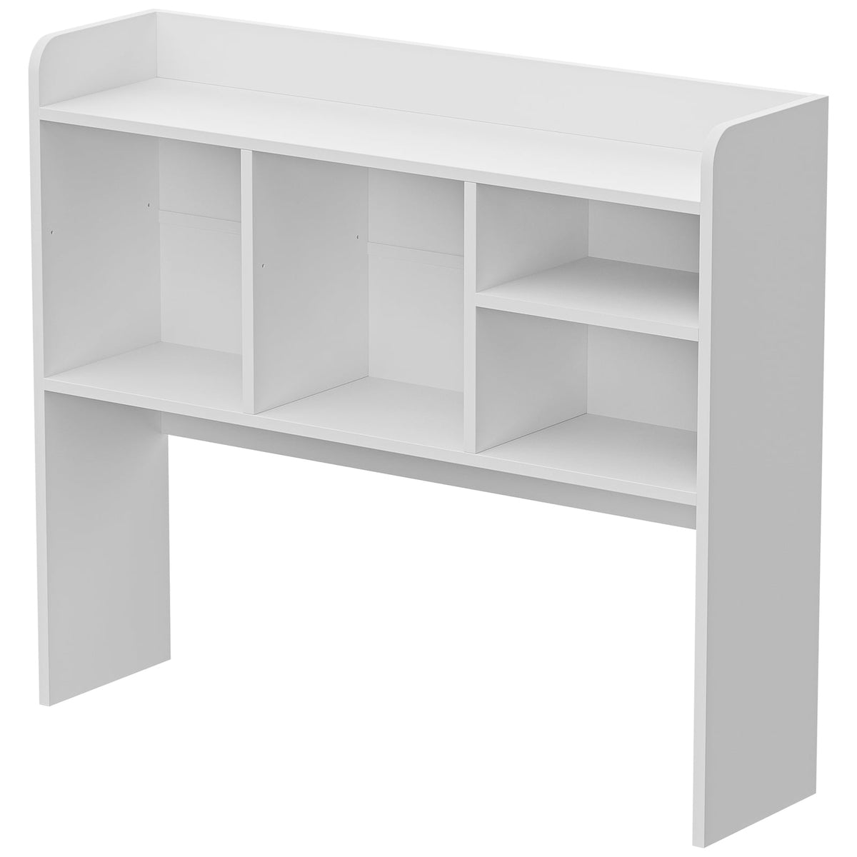 Two-Tier Desktop Hutch with Four Shelves in White Wood Finish, 37 Inches Wide - Image 6