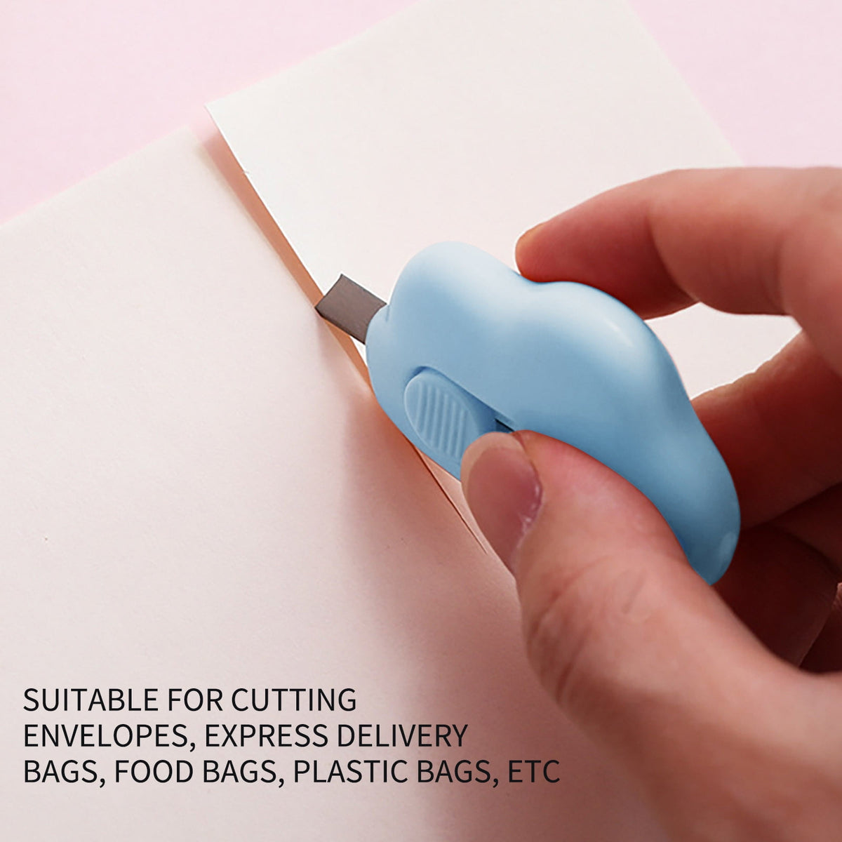 Cloud-Shaped Mini Box Cutter in Stainless Steel with Keyring Hole - Image 4