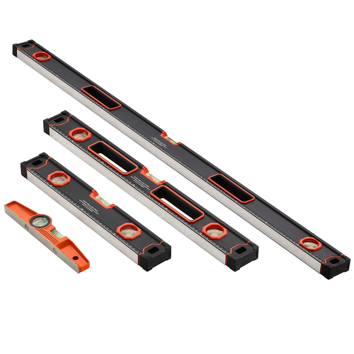 Four-Piece Aluminum Level Set at 48, 24, 16 and 10 Inches with Carry Bag - Image 4