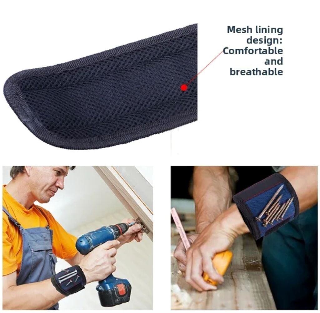 Magnetic Wristbands in Nylon, Two-Pack with Ten Magnets for Screws and Nails - Image 4