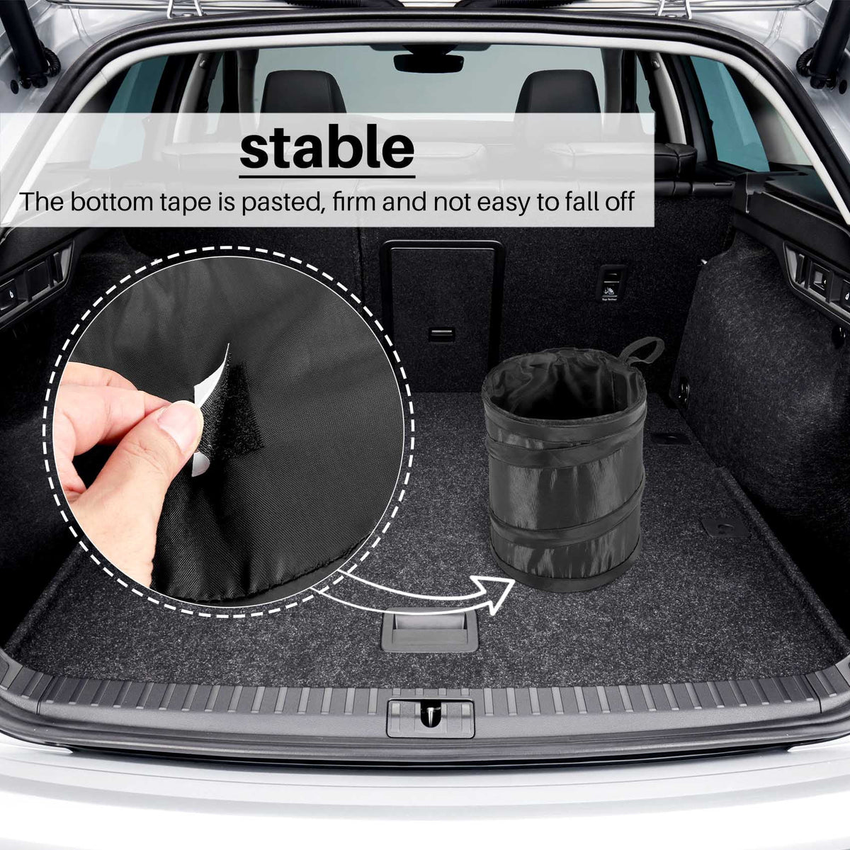 Car Trash Can in Water-Resistant Woven Fabric, Washable, 16 by 20 cm - Image 3