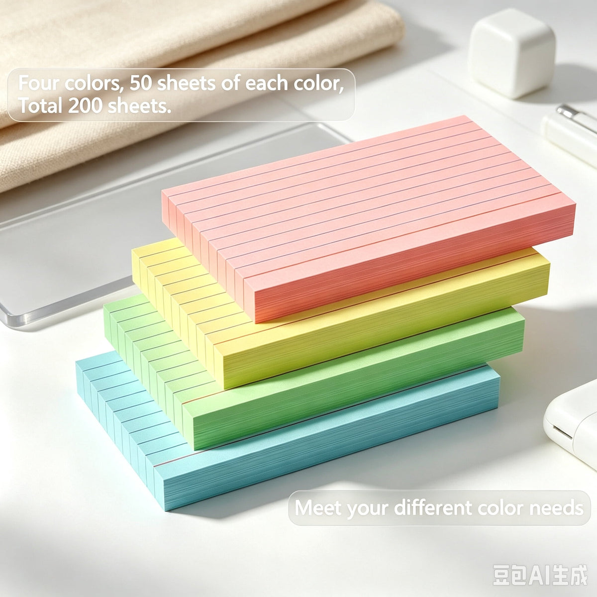 Ruled Index Cards in Four Colors, 200 Sheets at 3 by 5 Inches - Image 5