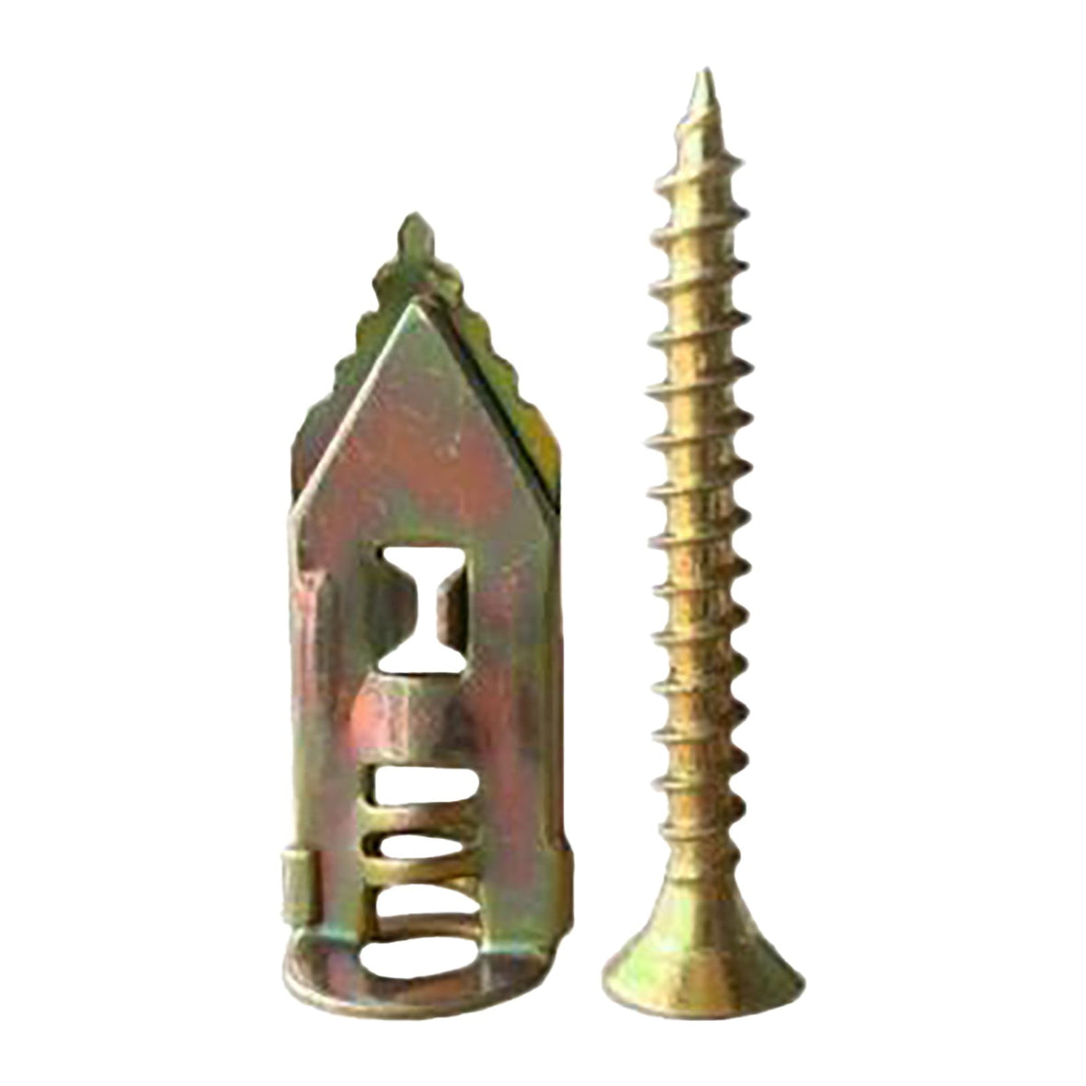 Self-Drilling Drywall Anchors with Screws in Gold, No Pilot Hole Needed