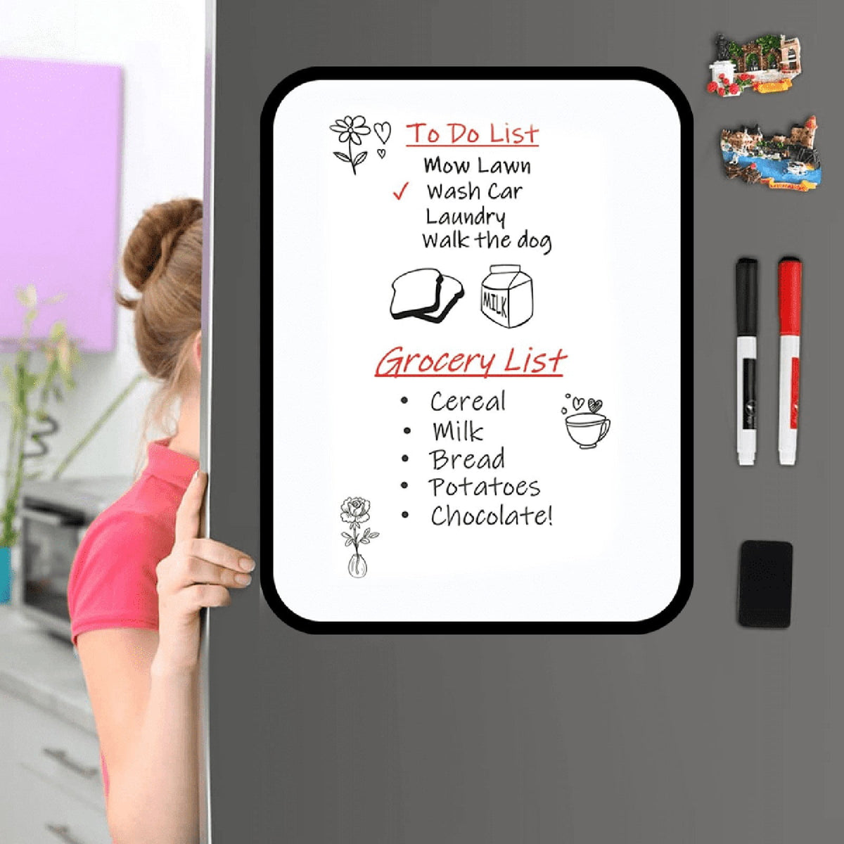 Double-Sided Magnetic Dry-Erase Board, 8 by 11 Inches in Black - Image 5
