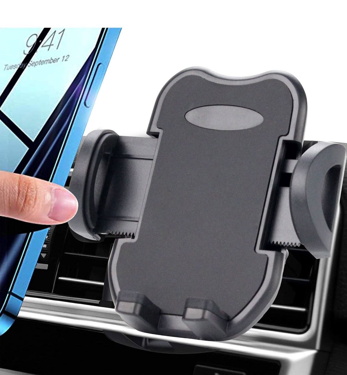 Air Vent Phone Mount with Steel Hook and 360-Degree Rotation, Black - Image 2