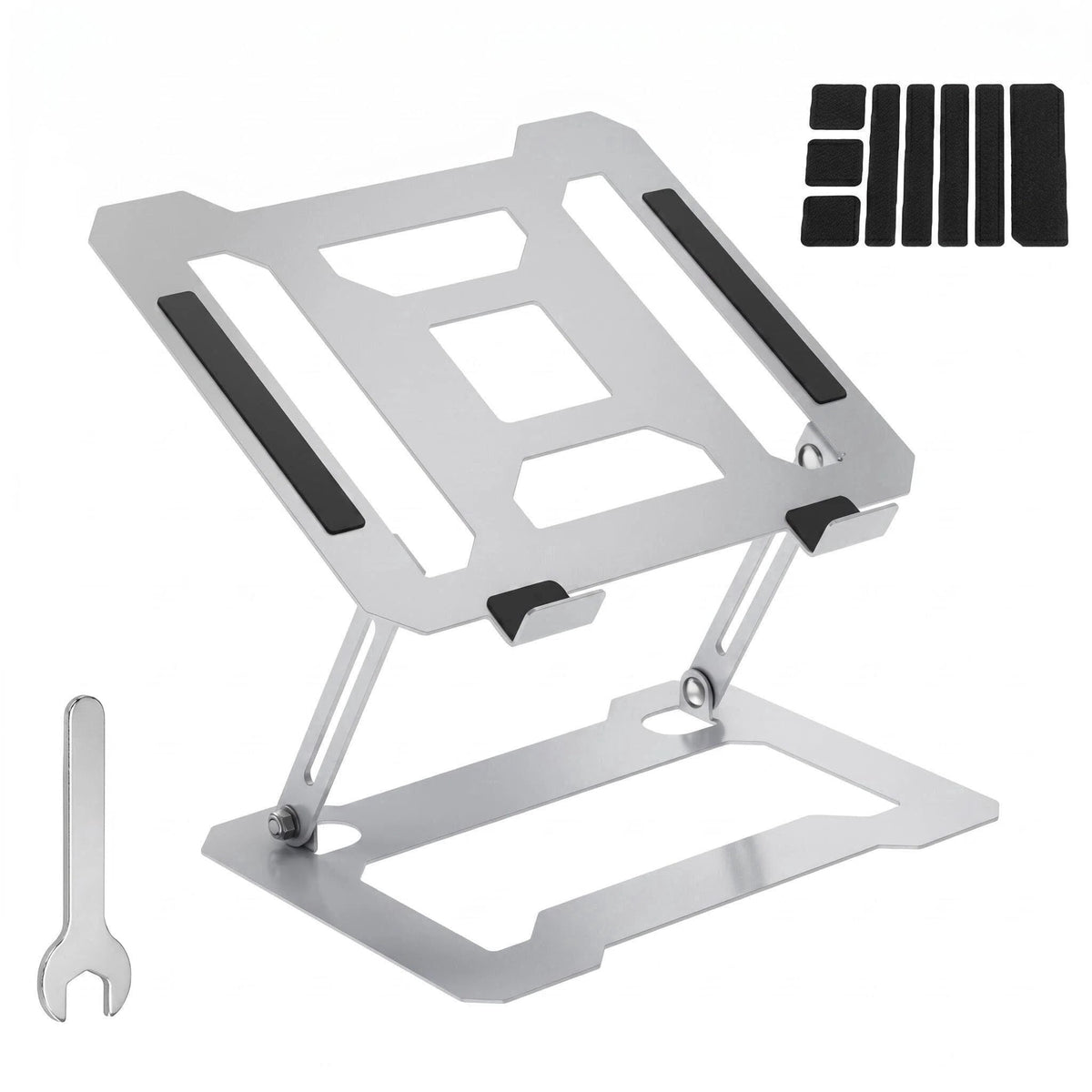 Height-Adjustable Laptop Riser in White Metal for 10 to 15.6 Inch Machines