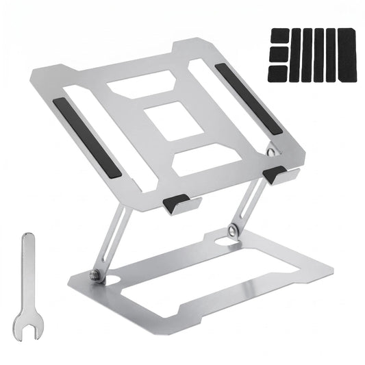 Height-Adjustable Laptop Riser in White Metal for 10 to 15.6 Inch Machines