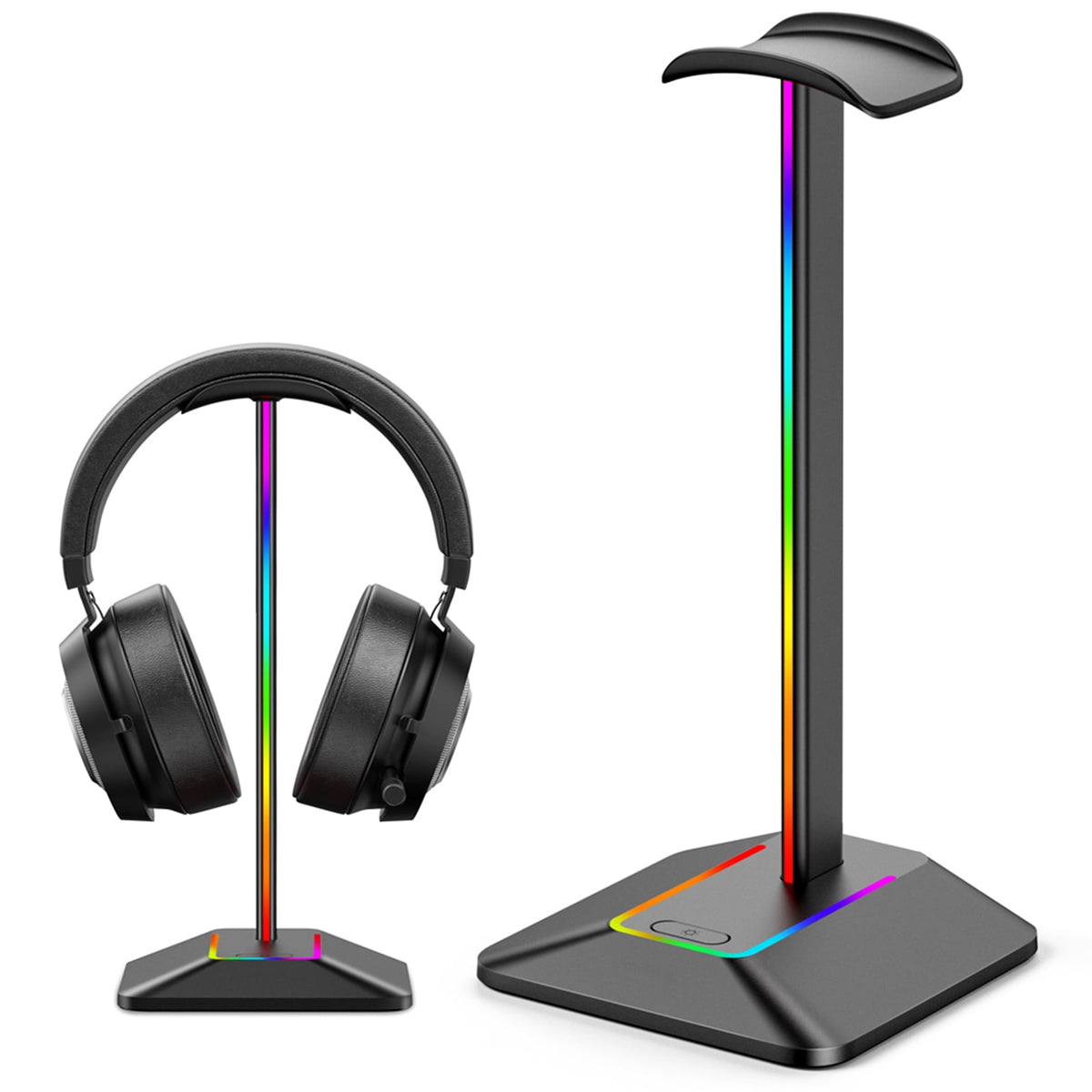 Aluminum Headphone Stand with Seven Lighting Modes and Two Charging Ports