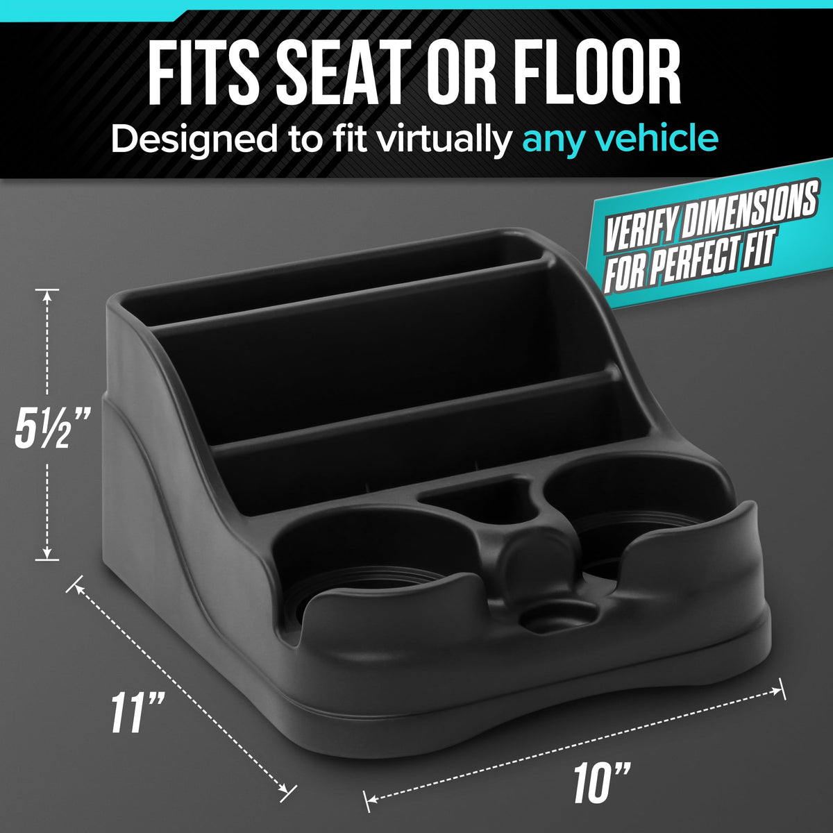 Mini Center Console Organizer with Cup Holders and Seat Belt Mounting Slots - Image 4