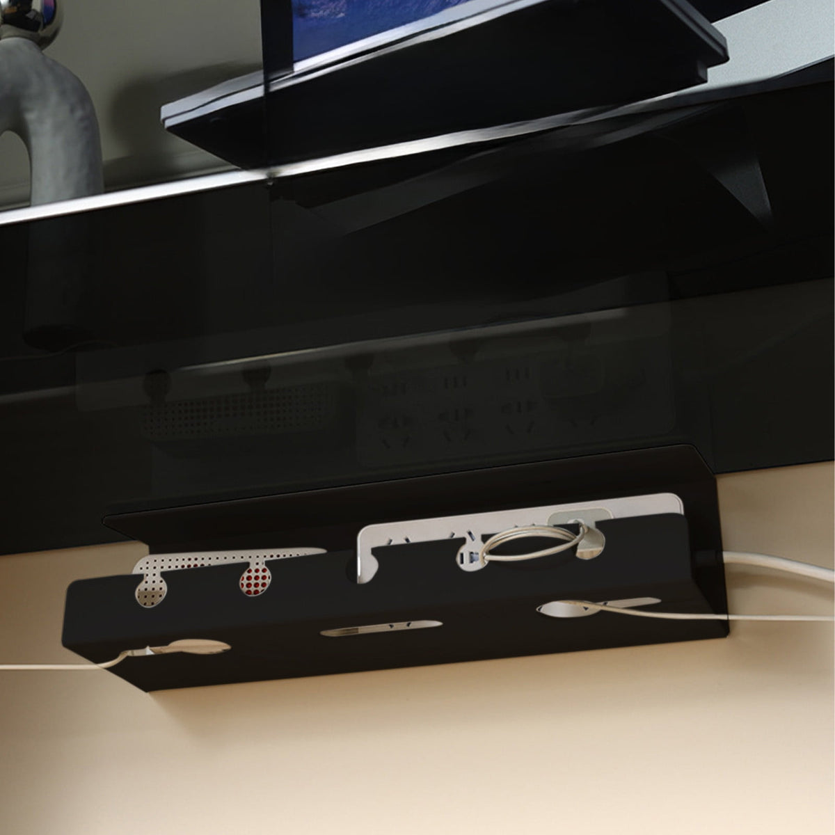 Under-Desk Cable Tray in White with Storage Rack, 15.74 Inches Wide - Image 6