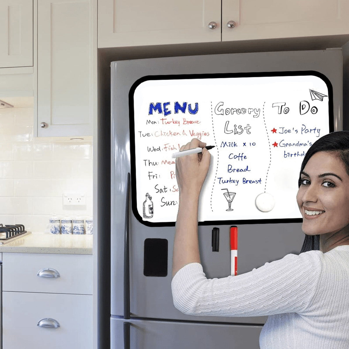 Double-Sided Magnetic Dry-Erase Board, 8 by 11 Inches in Black - Image 4