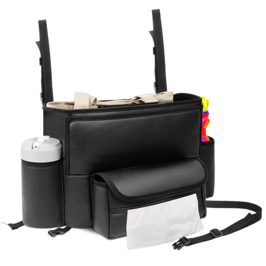 Between-Seat Purse Holder in Faux Leather, 19 by 11 Inches, Doubles as Pet Barrier