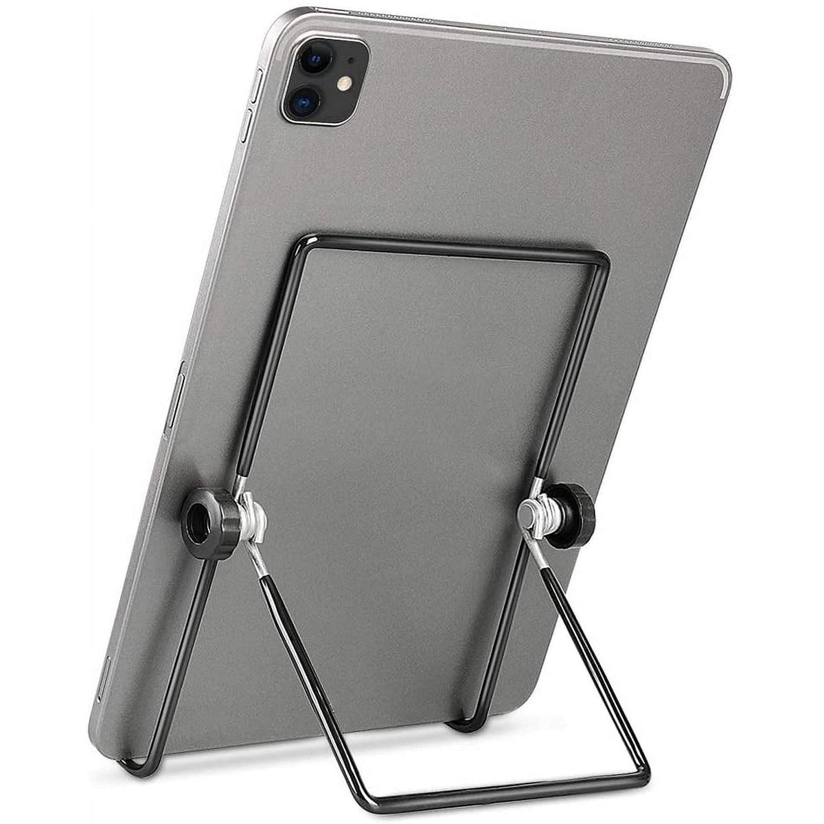 Metal Tablet Stand with 180-Degree Rotation and Multi-Angle Tilt, Folds Flat