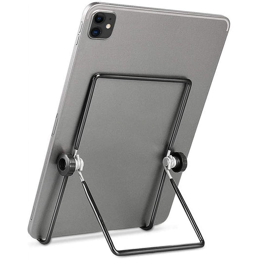 Metal Tablet Stand with 180-Degree Rotation and Multi-Angle Tilt, Folds Flat