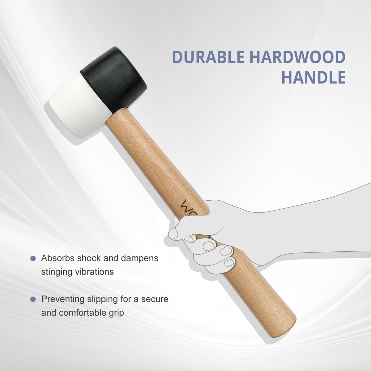 Rubber Mallet, 8 Ounce Double-Faced Head on a 10 Inch Hardwood Handle - Image 2