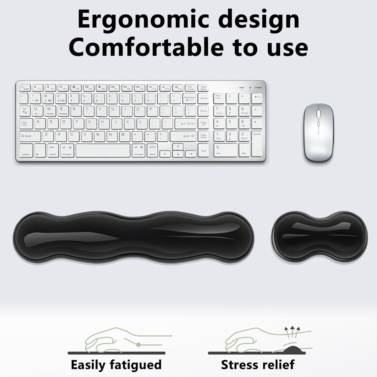 Gel Wrist Rest Set for Keyboard and Mouse in Black, Two Pieces - Image 5