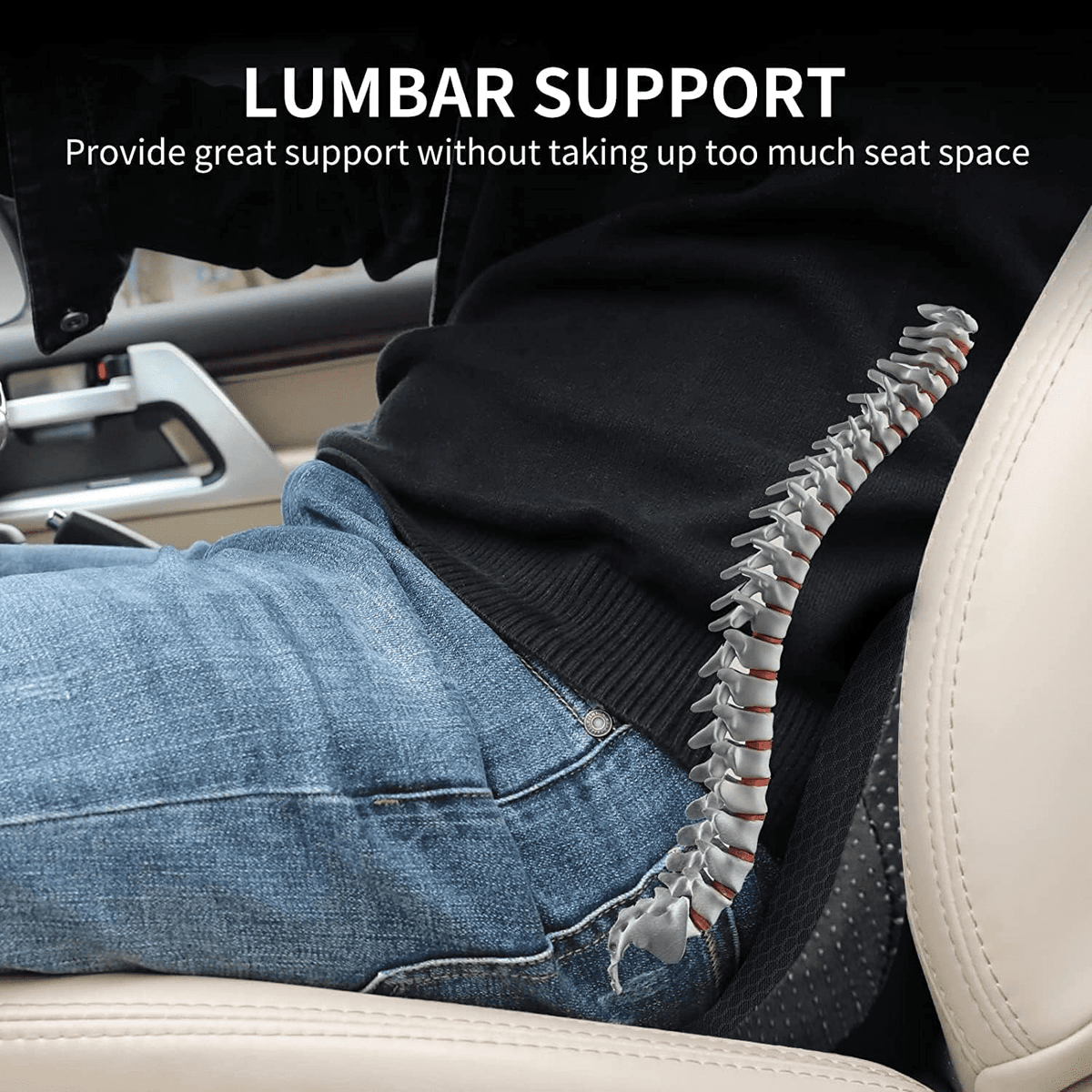 Memory Foam Wedge Seat Cushion for Drivers, Black, Removable Zip Cover - Image 5