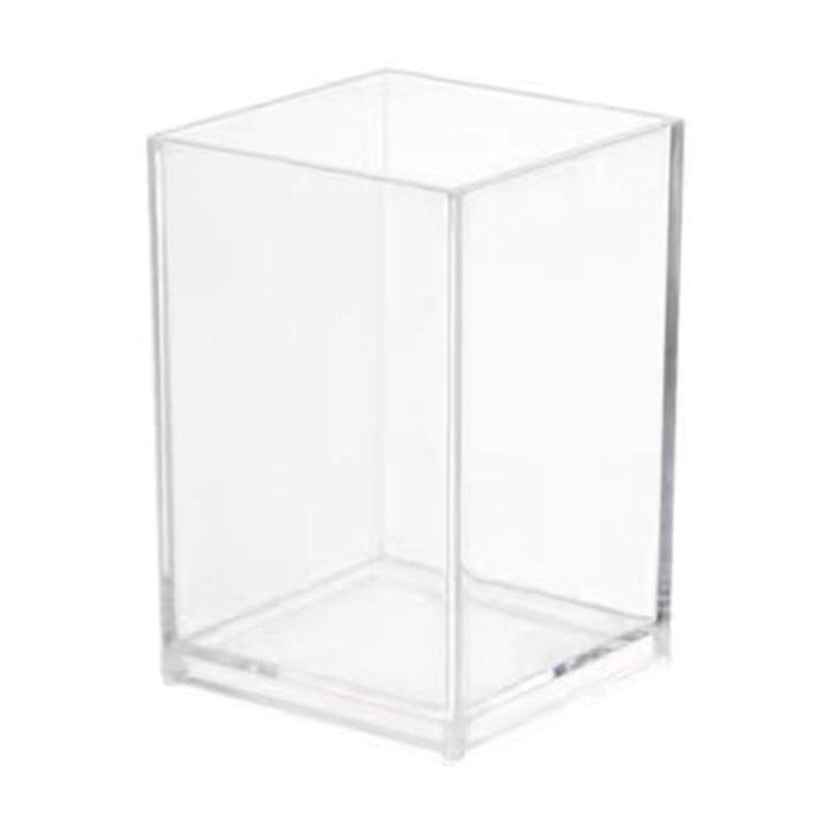 Three-Compartment Acrylic Desk Cup for Pens, Pencils and Brushes