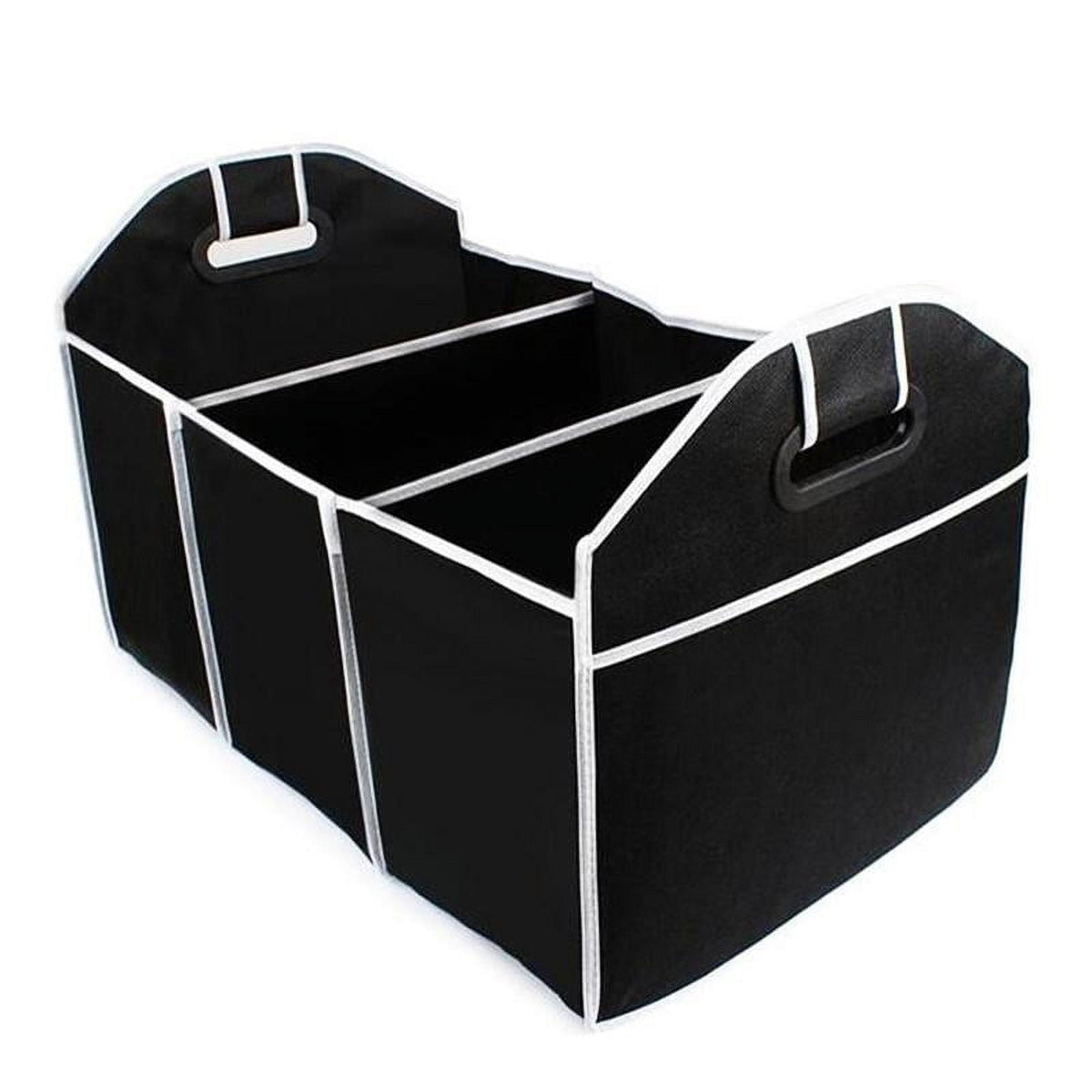 Folding Trunk Organizer with Three Compartments and Outer Pockets