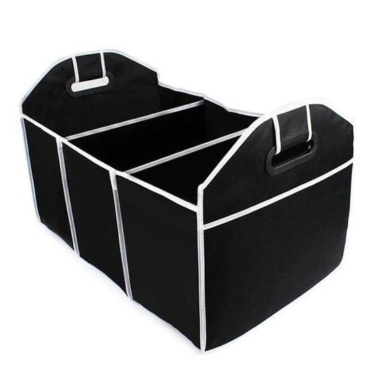 Folding Trunk Organizer with Three Compartments and Outer Pockets