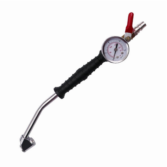 Tire Inflator with Mechanical Pressure Gauge and Long-Reach Elbow