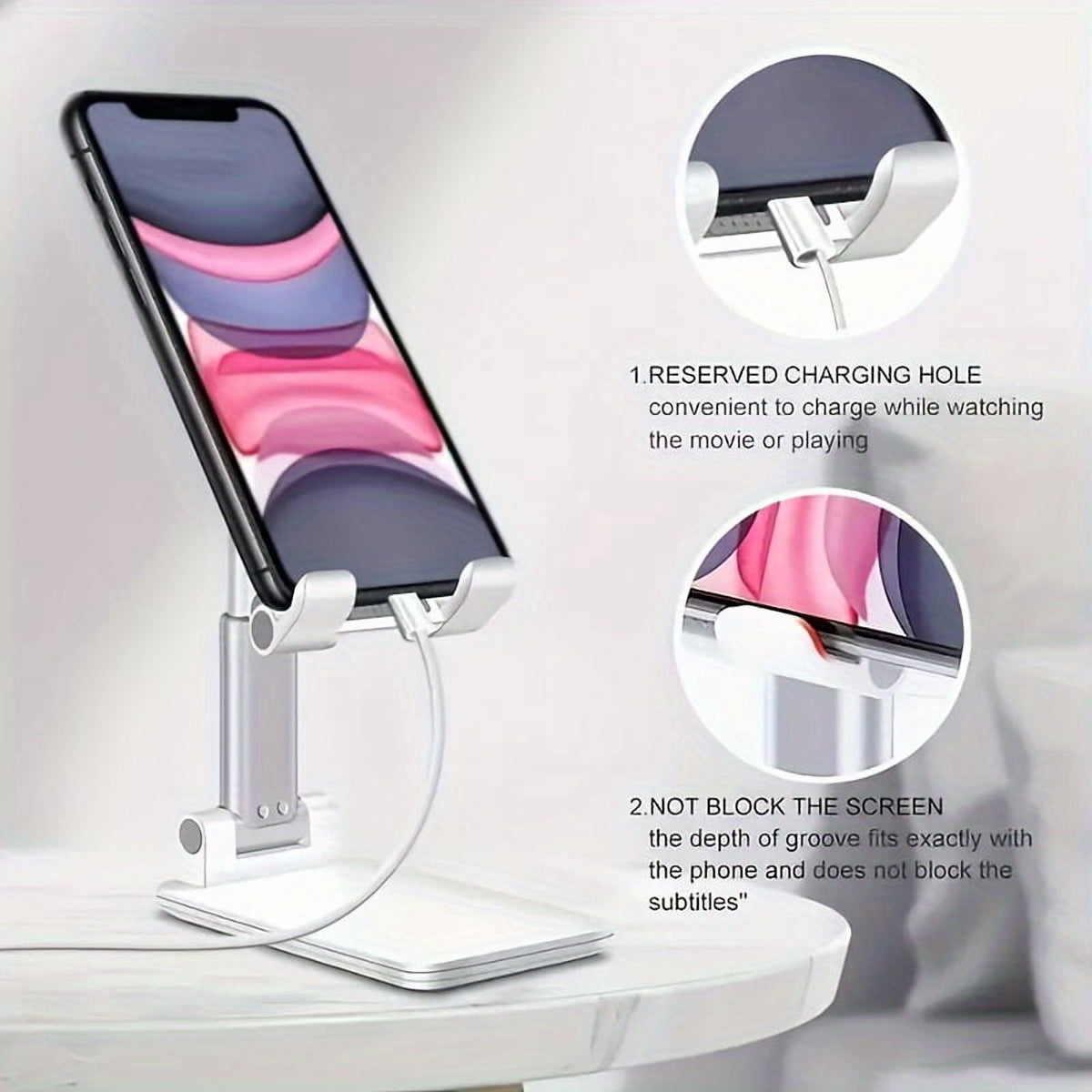 Foldable Desk Stand for Phones and Tablets with Adjustable Height and Tilt - Image 5
