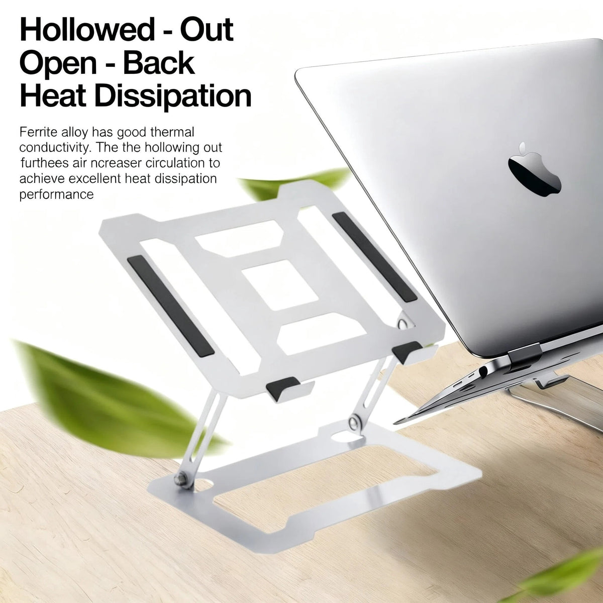 Height-Adjustable Laptop Riser in White Metal for 10 to 15.6 Inch Machines - Image 3