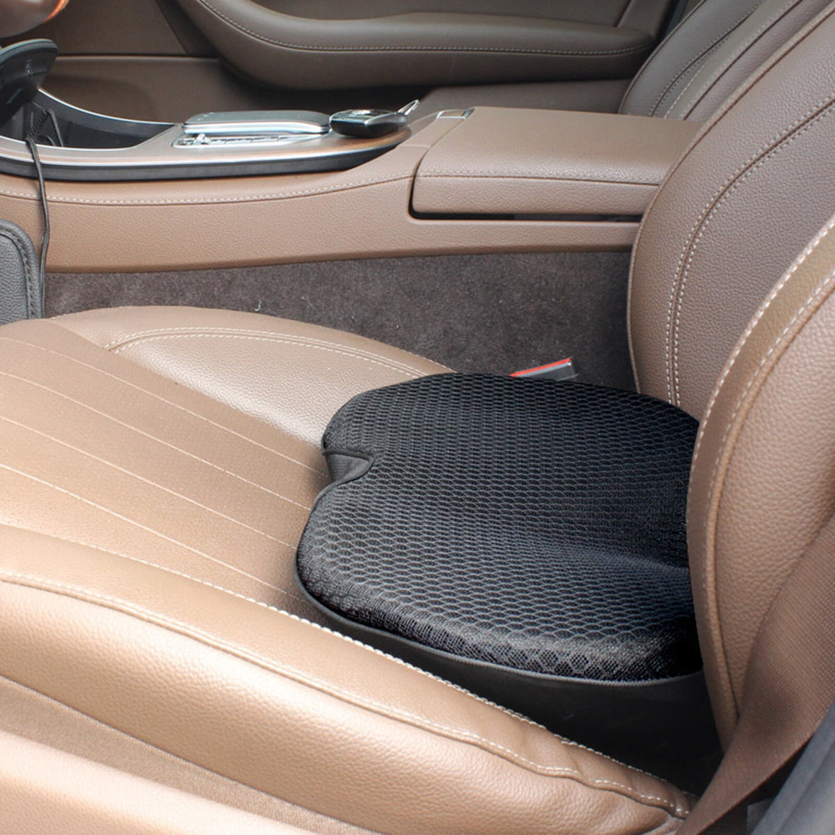 Memory Foam Wedge Seat Cushion for Drivers, Black, Removable Zip Cover - Image 3