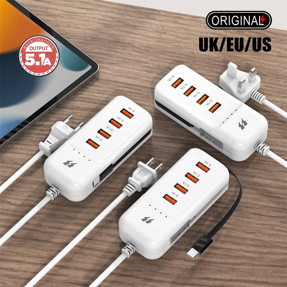 Four-Port USB Charging Station, 66 W Total Output for Phones and Tablets - Image 4