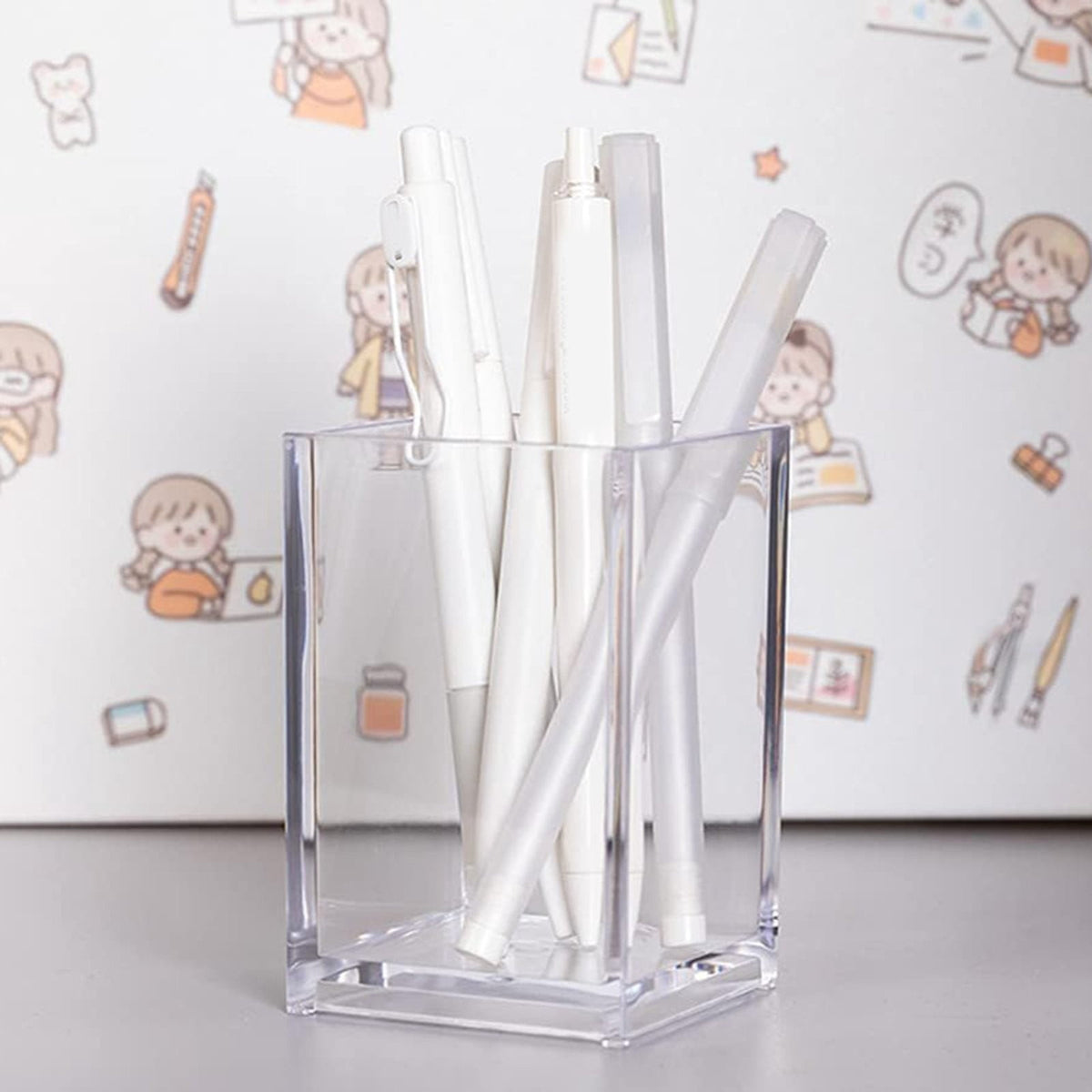 Three-Compartment Acrylic Desk Cup for Pens, Pencils and Brushes - Image 5