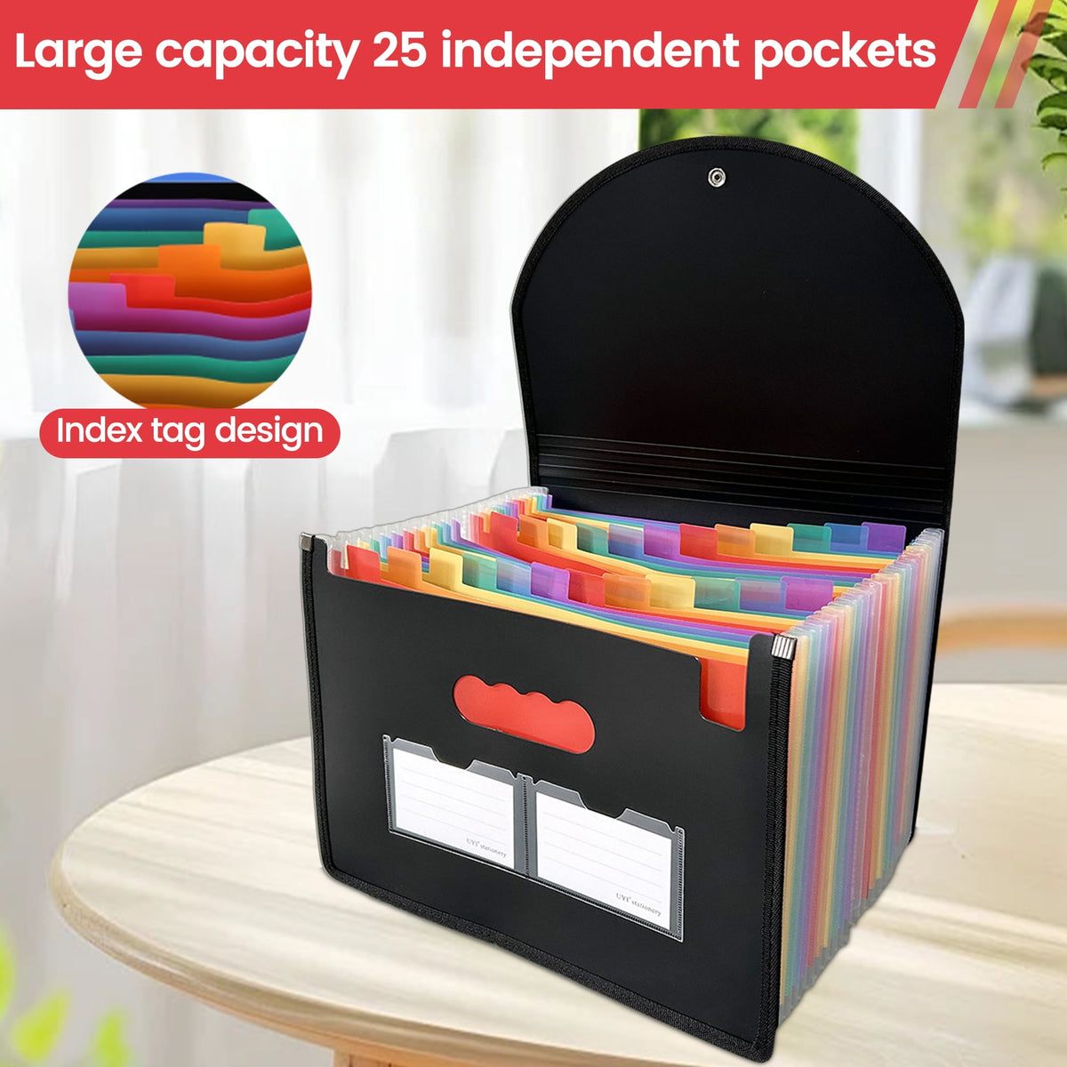 Accordion File Folder with 25 Labeled Pockets for Letter and A4 Papers - Image 4