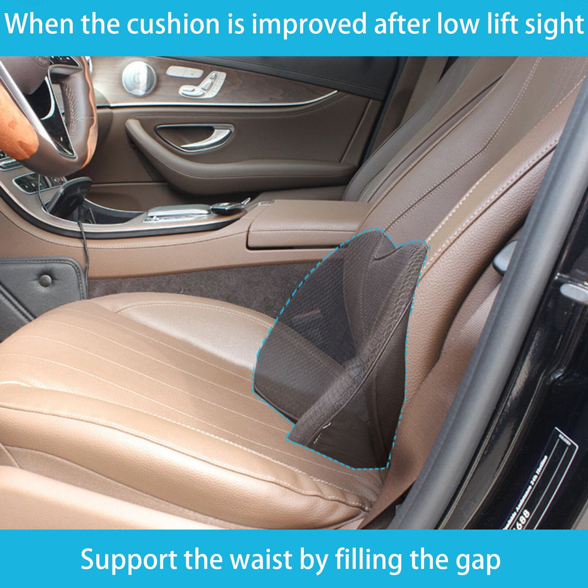 Memory Foam Wedge Seat Cushion for Drivers, Black, Removable Zip Cover - Image 6