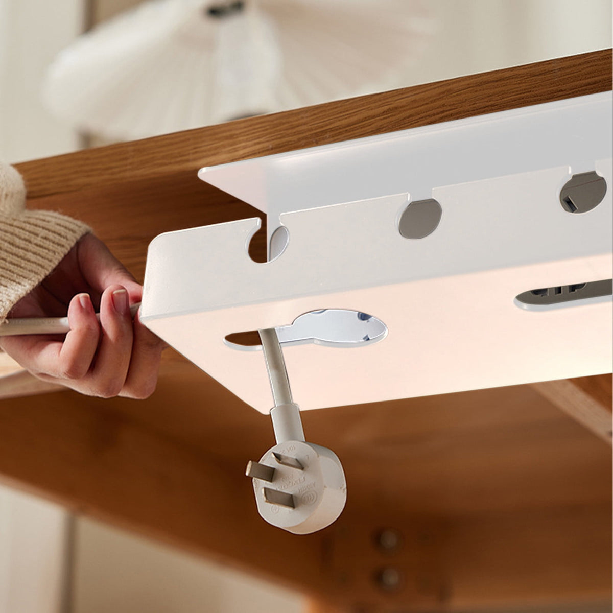 Under-Desk Cable Tray in White with Storage Rack, 15.74 Inches Wide - Image 4