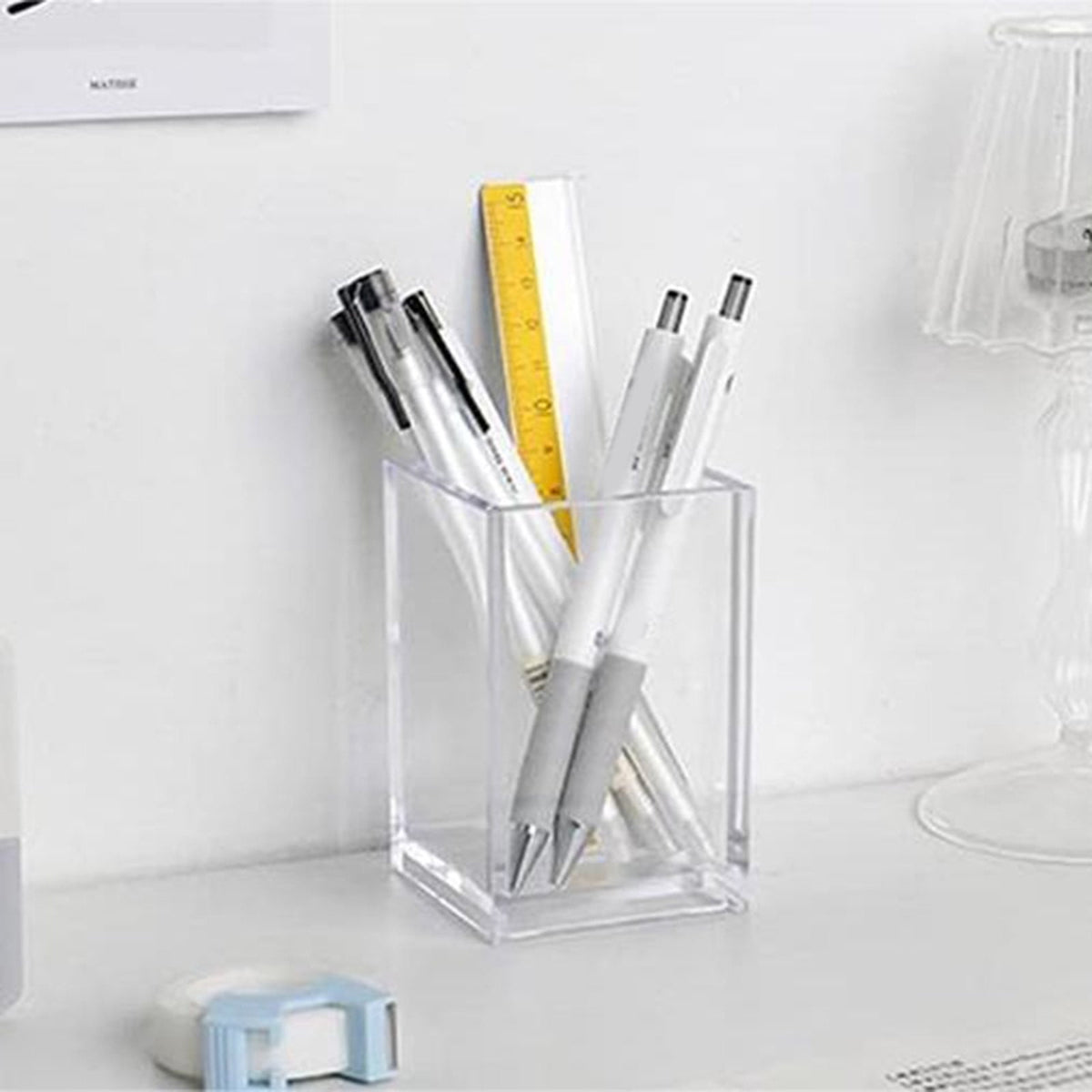 Three-Compartment Acrylic Desk Cup for Pens, Pencils and Brushes - Image 6