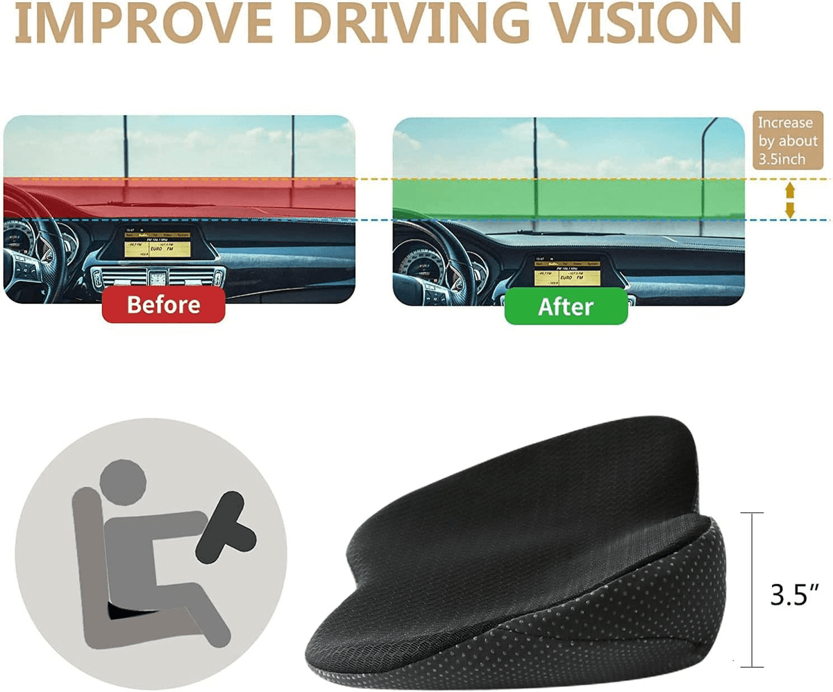 Memory Foam Wedge Seat Cushion for Drivers, Black, Removable Zip Cover - Image 4