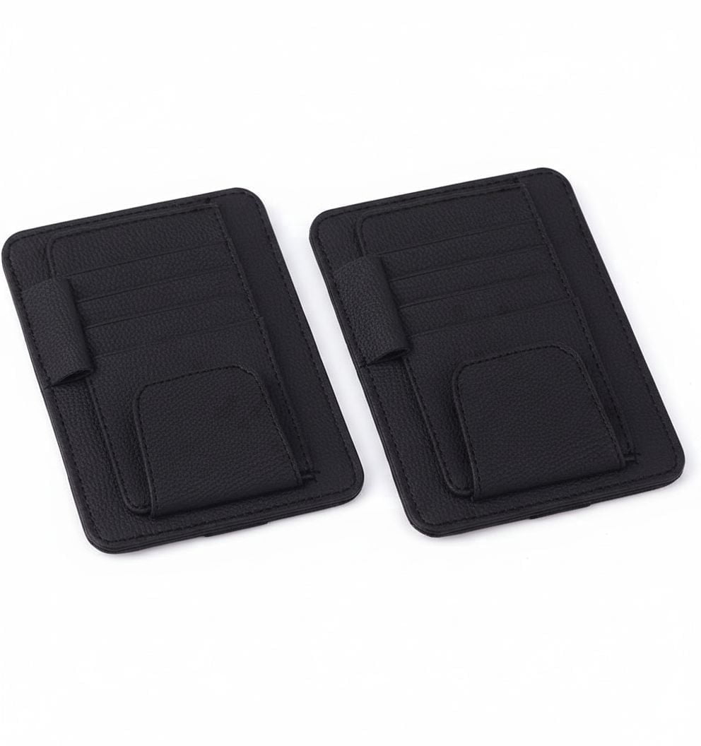 Sun Visor Organizers in Faux Leather, Two-Pack with Four Card Slots