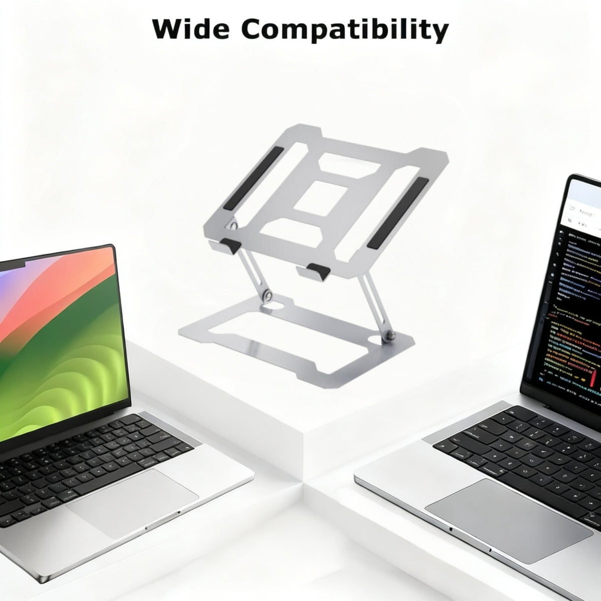 Height-Adjustable Laptop Riser in White Metal for 10 to 15.6 Inch Machines - Image 2