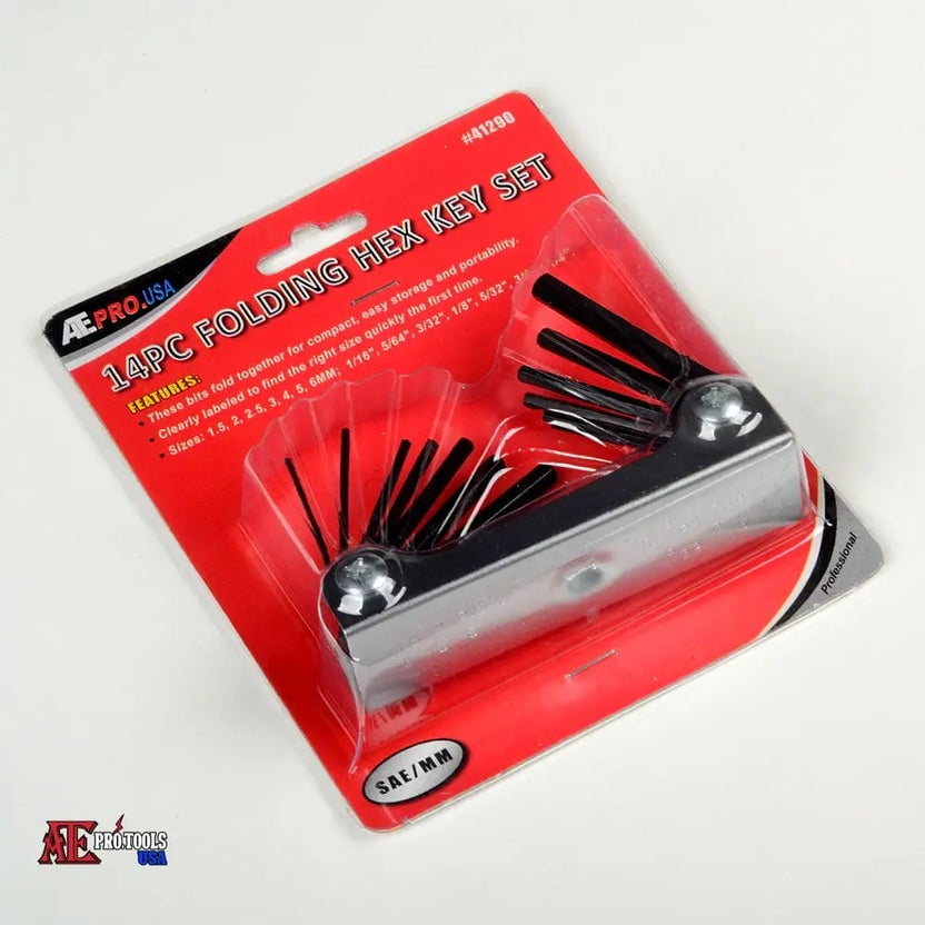 Folding Hex Key Set, 14 Imperial and Metric Sizes in Chrome Vanadium Steel - Image 2