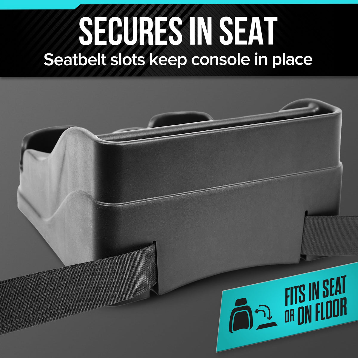 Mini Center Console Organizer with Cup Holders and Seat Belt Mounting Slots - Image 5