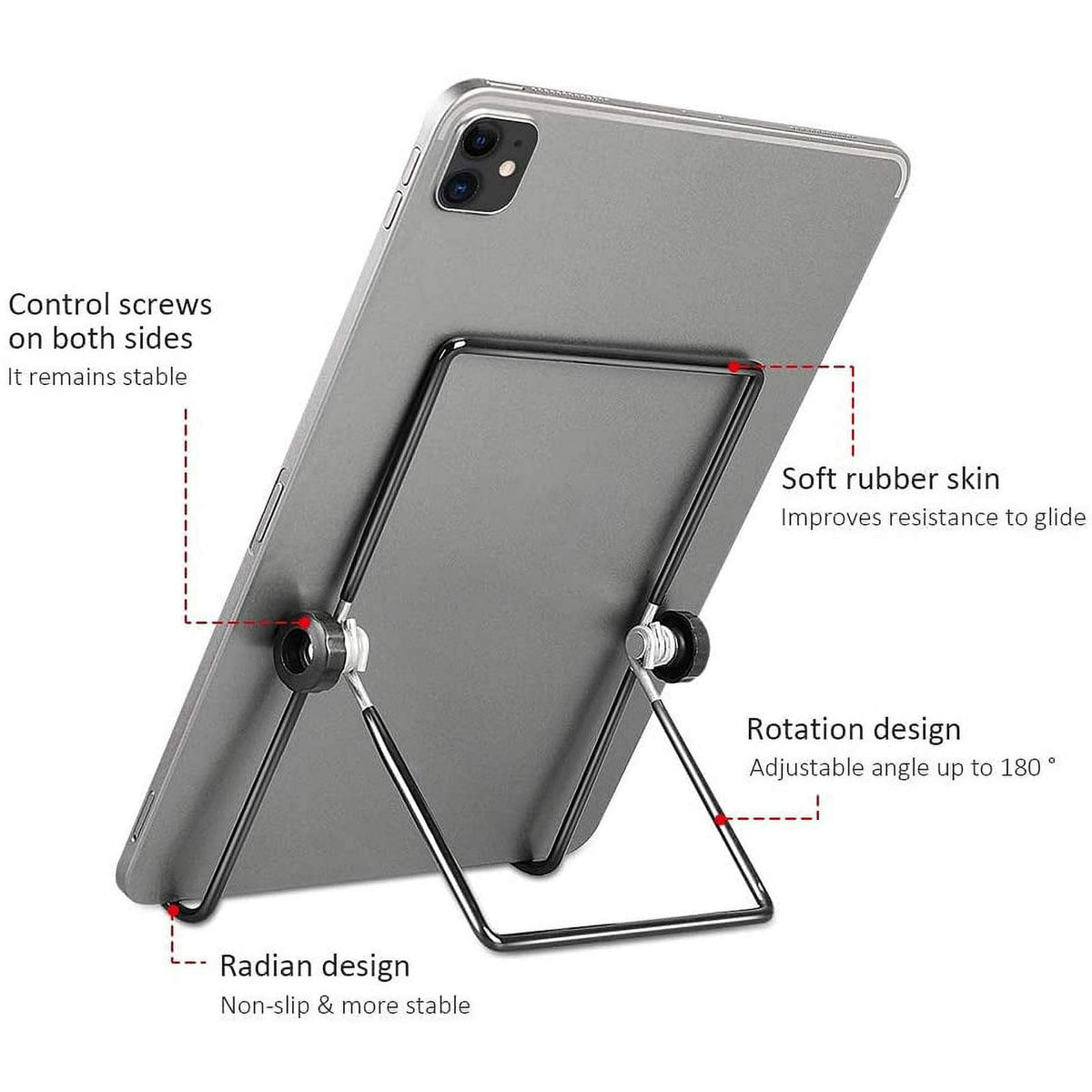 Metal Tablet Stand with 180-Degree Rotation and Multi-Angle Tilt, Folds Flat - Image 6