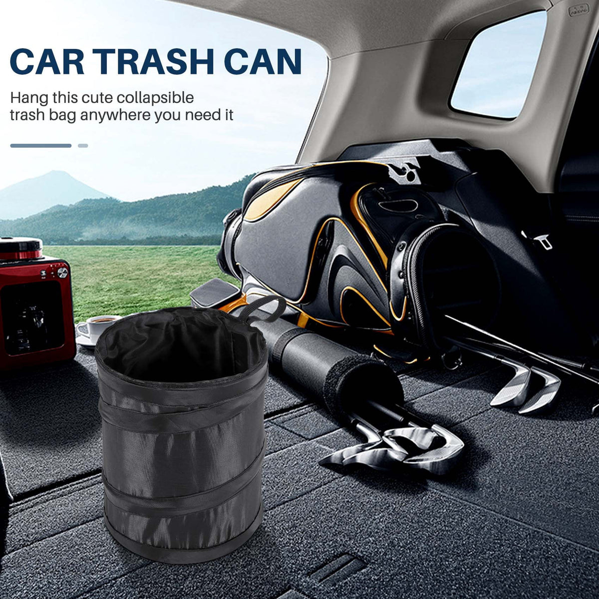 Car Trash Can in Water-Resistant Woven Fabric, Washable, 16 by 20 cm - Image 2