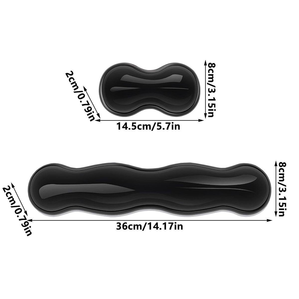Gel Wrist Rest Set for Keyboard and Mouse in Black, Two Pieces - Image 3