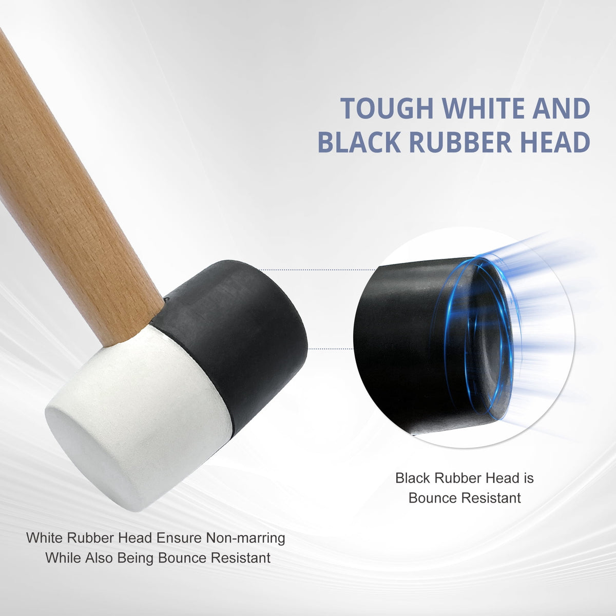 Rubber Mallet, 8 Ounce Double-Faced Head on a 10 Inch Hardwood Handle - Image 4