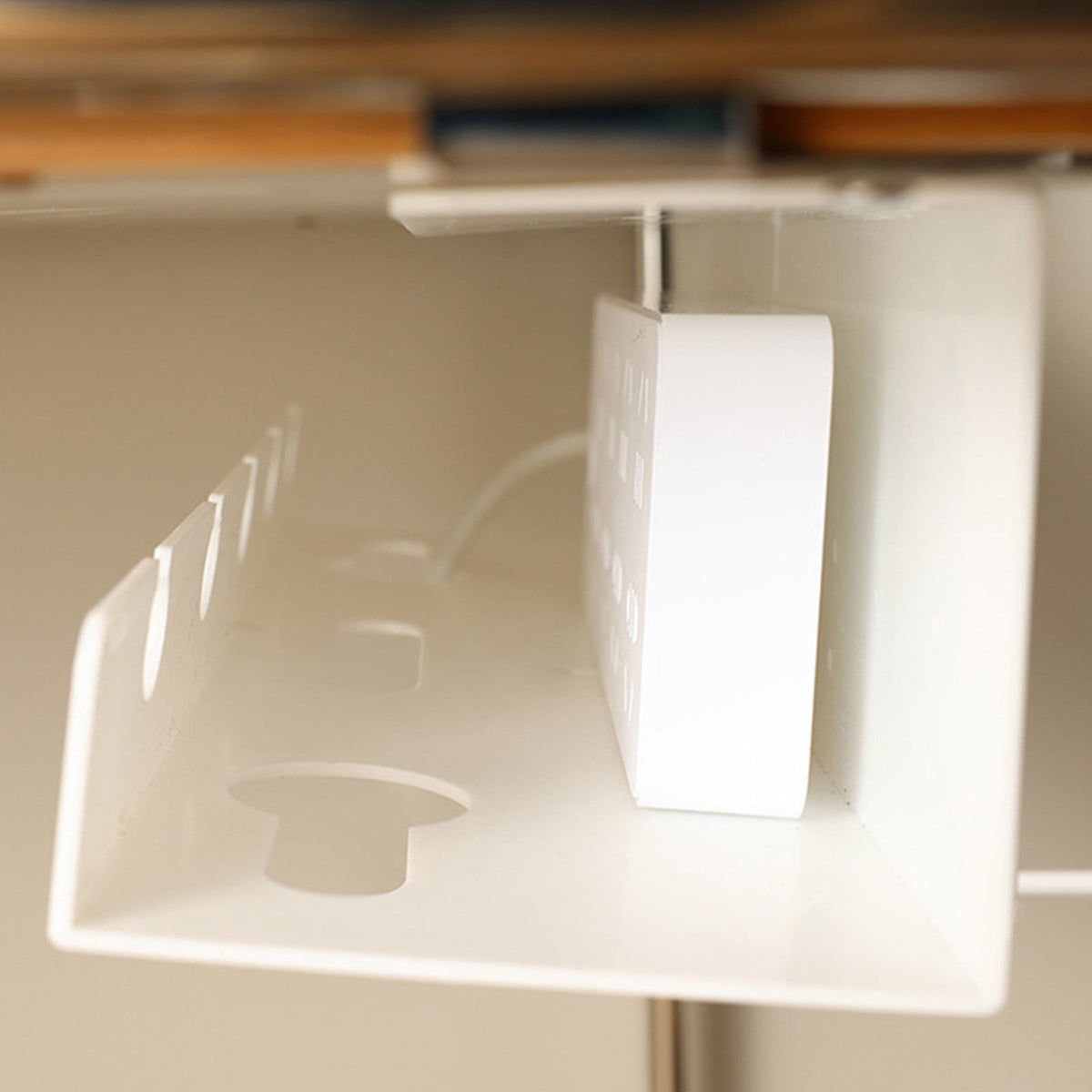 Under-Desk Cable Tray in White with Storage Rack, 15.74 Inches Wide - Image 5