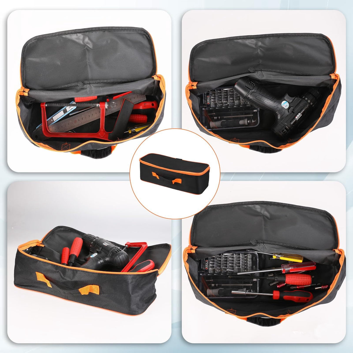 Wide-Mouth Zip Tool Bag in Water-Resistant Fabric, 14.56 Inches Long - Image 4