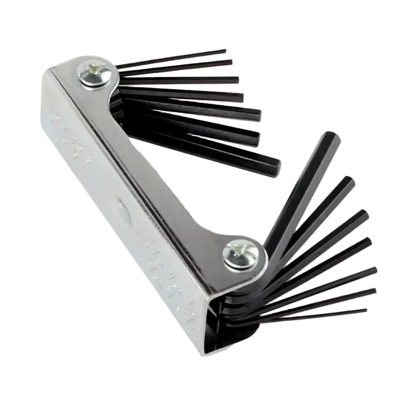 Folding Hex Key Set, 14 Imperial and Metric Sizes in Chrome Vanadium Steel