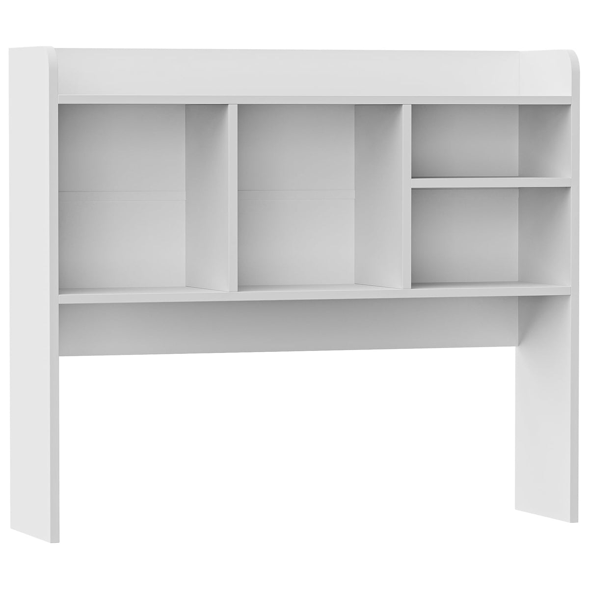 Two-Tier Desktop Hutch with Four Shelves in White Wood Finish, 37 Inches Wide - Image 4
