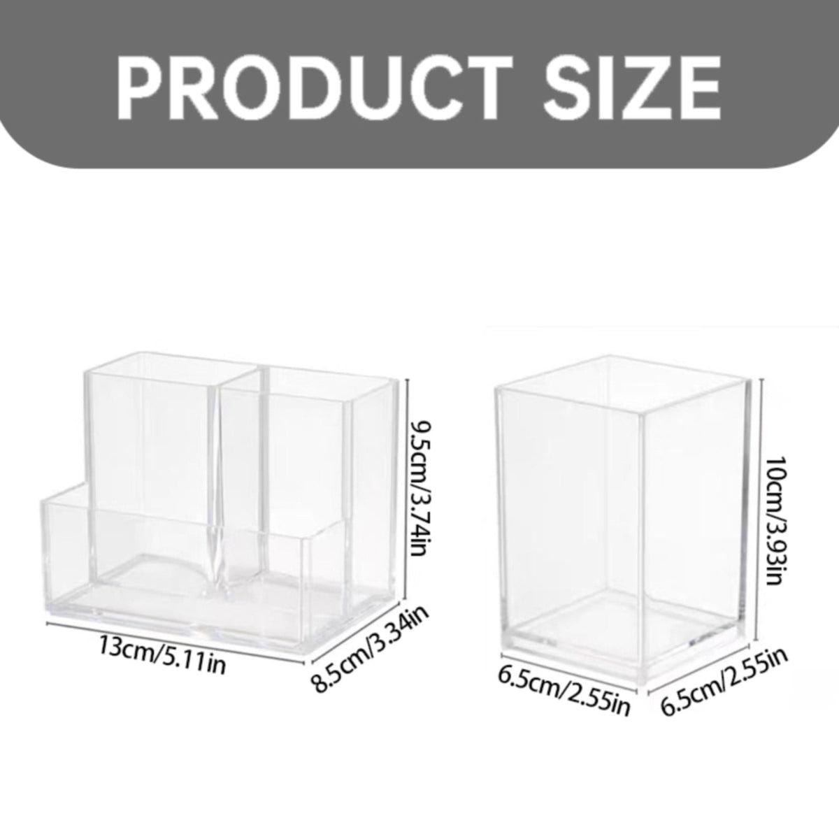 Three-Compartment Acrylic Desk Cup for Pens, Pencils and Brushes - Image 3