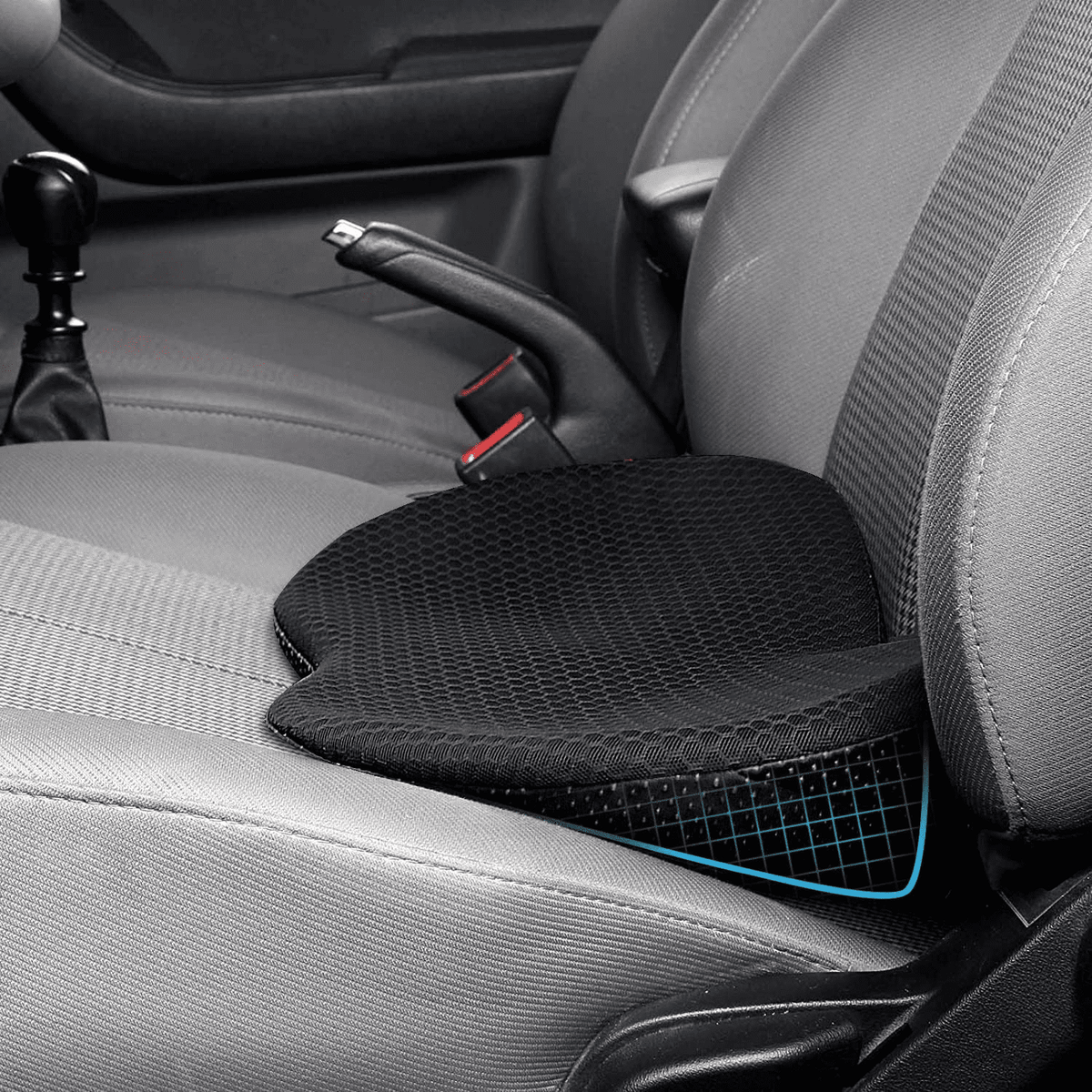Memory Foam Wedge Seat Cushion for Drivers, Black, Removable Zip Cover - Image 2